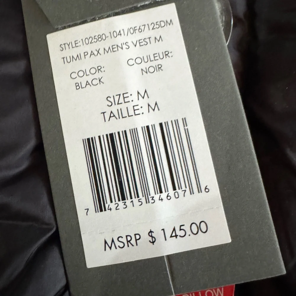 Men’s Tumi down vest NWT - Picture 4 of 10